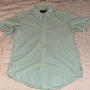 Ralph Lauren Green Seersucker Camp Shirt (L)